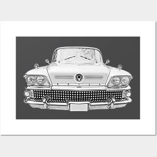 Buick Riviera 1950s American classic car monochrome Posters and Art